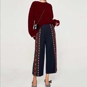 Zara Embroidered Culotte Pant